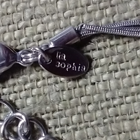 Lia Sophia silvertone crystal circles pendant triple snake chain necklace - Picture 5 of 5